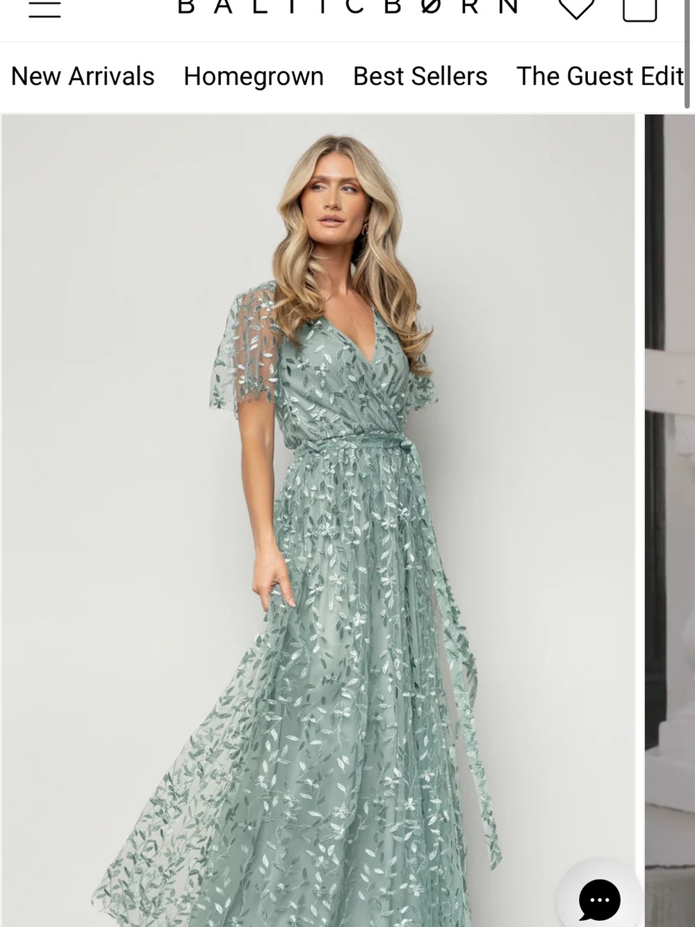 Baltic Born Mint Green Floral Lace Maxi Dress